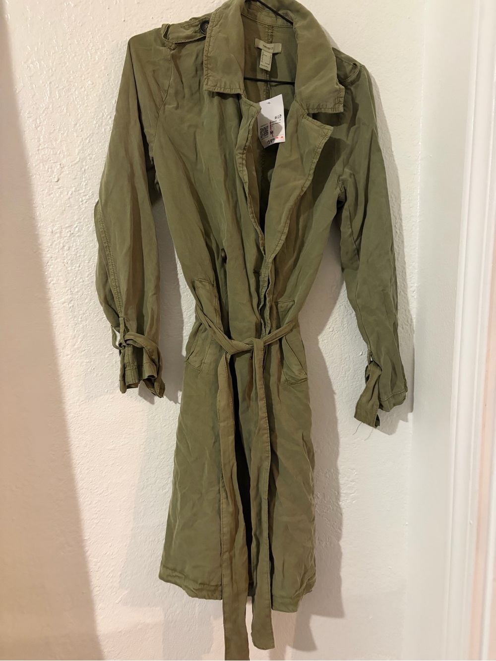 Lightweight Olive Utility Trench Coat - Women